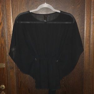 Petticoat Alley Black Sheer Peplum, butterfly top